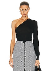 TOM FORD Cashmere Silk One Shoulder Top in Black, view 1, click to view large image.