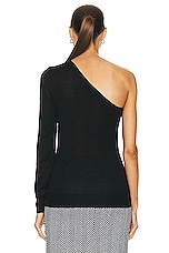 TOM FORD Cashmere Silk One Shoulder Top in Black, view 4, click to view large image.