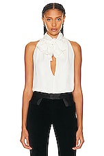 TOM FORD Tied Halterneck Top in Chalk, view 1, click to view large image.