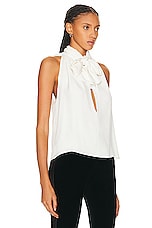 TOM FORD Tied Halterneck Top in Chalk, view 2, click to view large image.