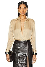 TOM FORD Charmeuse Silk Shirt in Soft Beige, view 1, click to view large image.