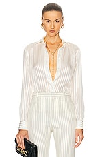 TOM FORD Striped Silk Shirt in Ecru, view 1, click to view large image.