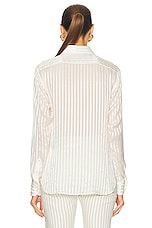 TOM FORD Striped Silk Shirt in Ecru, view 3, click to view large image.