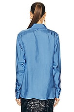 TOM FORD Fluid Shirt in Stone Blue, view 3, click to view large image.