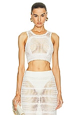 TOM FORD Crochet Cropped Top in Chalk, view 1, click to view large image.