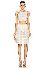 TOM FORD Crochet Cropped Top in Chalk, view 4, click to view large image.