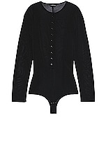 TOM FORD Henley Bodysuit in Black, view 1, click to view large image.