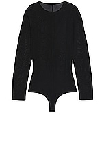 TOM FORD Henley Bodysuit in Black, view 2, click to view large image.