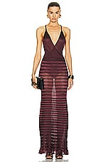 TOM FORD Plunge Neck Bodysuit in Burgundy, view 5, click to view large image.