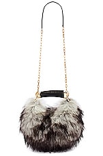 TOM FORD Faux Fur Bianca Mini Hobo Bag in Grey Melange, view 1, click to view large image.