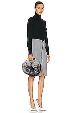 TOM FORD Faux Fur Bianca Mini Hobo Bag in Grey Melange, view 2, click to view large image.