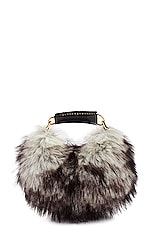 TOM FORD Faux Fur Bianca Mini Hobo Bag in Grey Melange, view 3, click to view large image.