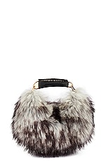 TOM FORD Faux Fur Bianca Mini Hobo Bag in Grey Melange, view 4, click to view large image.