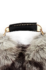 TOM FORD Faux Fur Bianca Mini Hobo Bag in Grey Melange, view 8, click to view large image.
