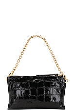 TOM FORD Croc Stamped Carine Clutch in Black, view 3, click to view large image.