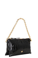 TOM FORD Croc Stamped Carine Clutch in Black, view 4, click to view large image.