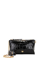 TOM FORD Croc Stamped Carine Clutch in Black, view 6, click to view large image.