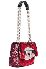 TOM FORD Maxi Lip Natalia Small Shoulder Bag in Multi Red & Black, view 4, click to view large image.