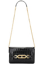 TOM FORD Stamped Croc Whitney Small Shoulder Bag in Black, view 1, click to view large image.