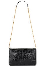 TOM FORD Stamped Croc Whitney Small Shoulder Bag in Black, view 3, click to view large image.