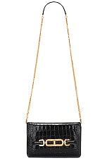 TOM FORD Stamped Croc Whitney Small Shoulder Bag in Black, view 6, click to view large image.