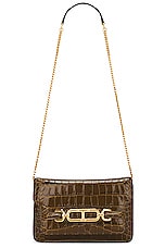 TOM FORD Stamped Croc Whitney Small Shoulder Bag in Khaki, view 1, click to view large image.