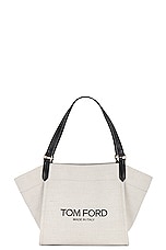 TOM FORD Amalfi Medium Tote Bag in Rope & Black, view 1, click to view large image.