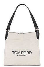 TOM FORD Amalfi Medium Tote Bag in Rope & Black, view 5, click to view large image.