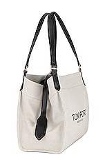 TOM FORD Amalfi Medium Tote Bag in Rope & Black, view 7, click to view large image.