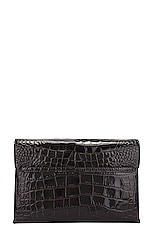 TOM FORD Stamped Croc Monarch Medium Shoulder Bag in Espresso, view 3, click to view large image.