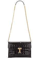 TOM FORD Stamped Croc Monarch Medium Shoulder Bag in Espresso, view 6, click to view large image.