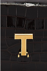 TOM FORD Stamped Croc Monarch Medium Shoulder Bag in Espresso, view 8, click to view large image.