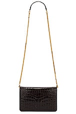TOM FORD Croco Small Shoulder Bag in Espresso, view 3, click to view large image.