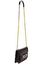 TOM FORD Croco Small Shoulder Bag in Espresso, view 4, click to view large image.