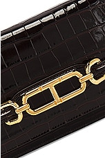 TOM FORD Croco Small Shoulder Bag in Espresso, view 7, click to view large image.
