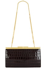 TOM FORD Shiny Croco Clutch in Espresso, view 1, click to view large image.