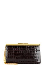 TOM FORD Shiny Croco Clutch in Espresso, view 3, click to view large image.
