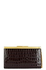 TOM FORD Shiny Croco Clutch in Espresso, view 4, click to view large image.