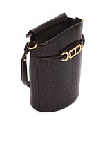 TOM FORD Stamped Croc Medium Bucket Bag in Espresso, view 5, click to view large image.