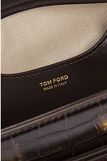 TOM FORD Stamped Croc Medium Bucket Bag in Espresso, view 7, click to view large image.