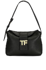 TOM FORD TF Grain Leather Mini Hobo Bag in Black, view 1, click to view large image.