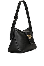 TOM FORD TF Grain Leather Mini Hobo Bag in Black, view 3, click to view large image.