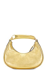 TOM FORD Laminated Bianca Mini Hobo Bag in Gold, view 3, click to view large image.