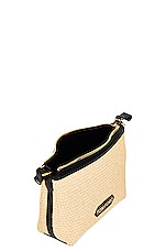TOM FORD Raffia Label Medium Pouch Bag in Natural & Black, view 5, click to view large image.