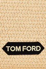 TOM FORD Raffia Label Medium Pouch Bag in Natural & Black, view 7, click to view large image.