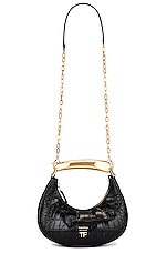 TOM FORD Stamped Croc Bianca Mini Hobo Bag in Black, view 1, click to view large image.