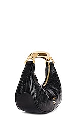 TOM FORD Stamped Croc Bianca Mini Hobo Bag in Black, view 5, click to view large image.