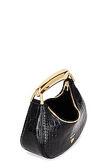 TOM FORD Stamped Croc Bianca Mini Hobo Bag in Black, view 6, click to view large image.