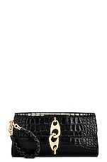 TOM FORD Stamped Croc Carine Wristlet Clutch in Black, view 1, click to view large image.