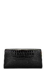 TOM FORD Stamped Croc Carine Wristlet Clutch in Black, view 3, click to view large image.